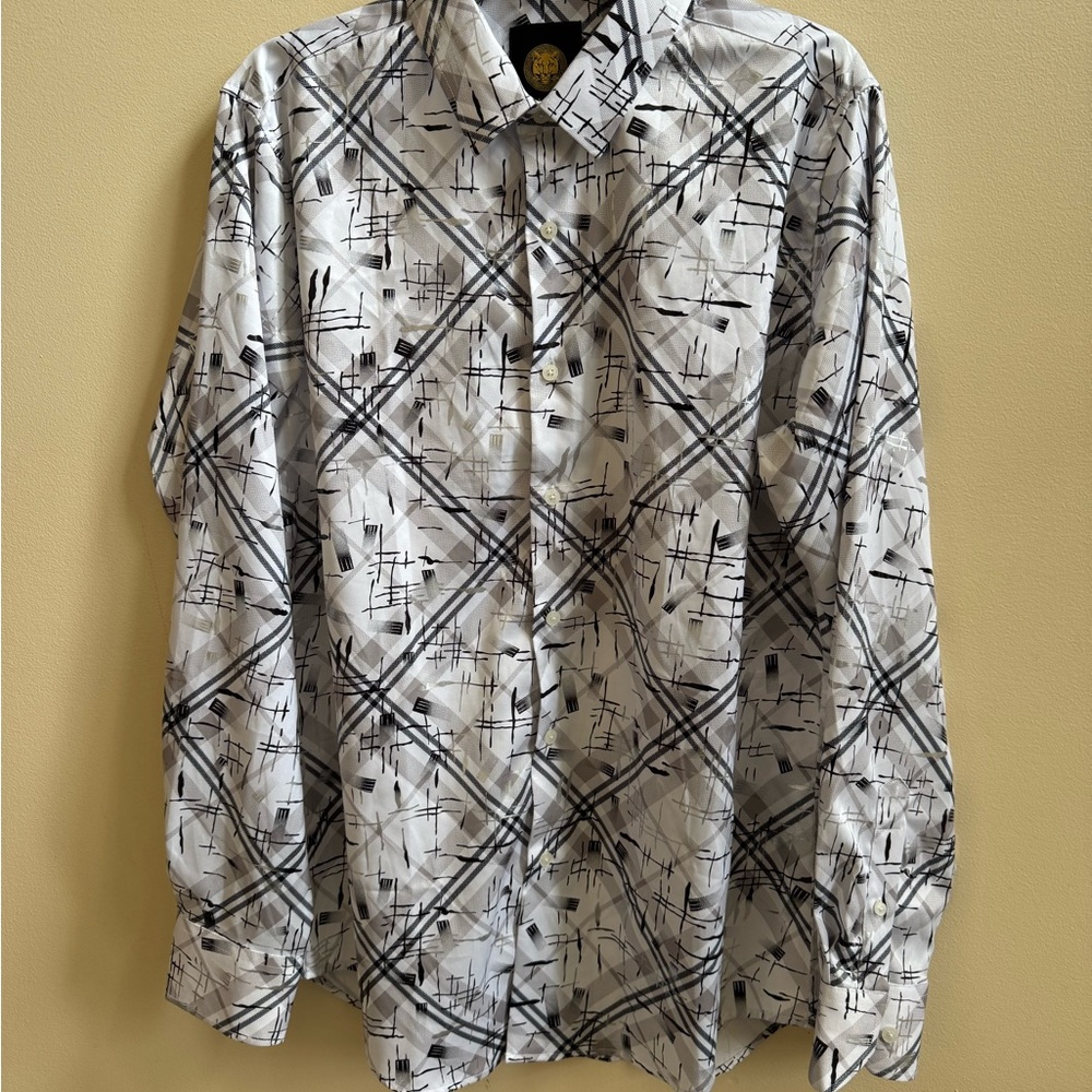 Monochrome Geometric Casual Button Down Shirt